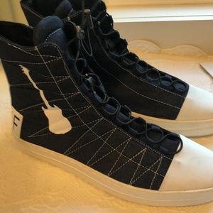ASIF Epoch Mens Hi Top Denim Sneakers With Guitar NWOT wearable art Size 12